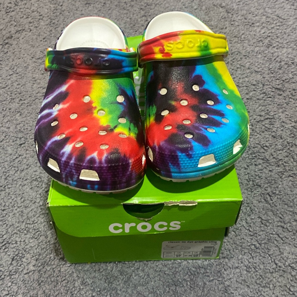 Tie dye Crocs